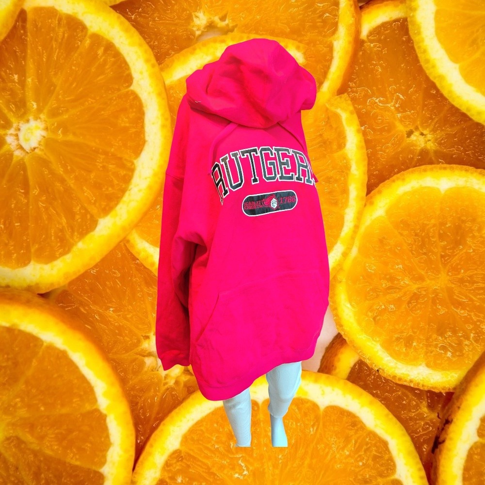 Rutgers Scarlet Knights Pink Hoodie Sweatshirt University College Mens XL‎